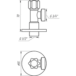 Кран вентильний кутовий Solomon 1/2″х 3/4″ 160403 000012018 - мініатюра 6