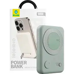 Зовнішній акумулятор Blueo Magnetic Wireless Power Bank With Stand 20W 10000mAh Mint (P010GRNS) [105994] - мініатюра 3
