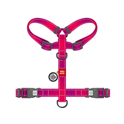 Шлея для собак WAUDOG Nylon Mono H-подібна з QR паспортом, світловідбивна, S рожева (54567) - мініатюра 2