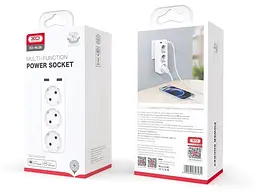 Мережевий розгалужувач XO WL08 EU Smart Wall Plug Conversion Socket (3 х розетки 2 х USB) білий - мініатюра 3