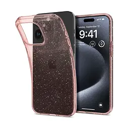 Чехол Spigen Liquid Crystal Glitter для iPhone 15 Pro Max Rose Quartz (ACS06560) + защитное стекло