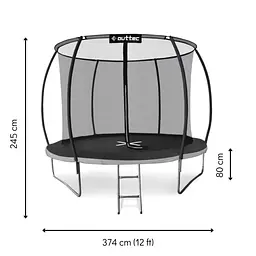 Батут Outtec Premium 12ft (374см) чорно-сірий з внутрішньою сіткою - мініатюра 2