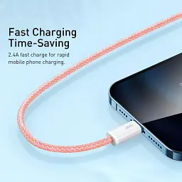 Дата кабель USB 2.0 AM to Lightning 1.0m 2.4A orange Baseus (CALD000407) - мініатюра 8
