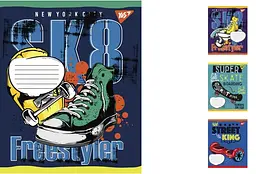 
Зошити учнівські 18 аркушів клітинка. YES Skates, 25 шт. в упаковці