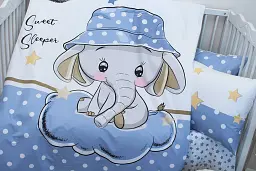 Комплект постільної білизни в ліжечко Tag Tekstil Sweet sleeper blue для немовлят Слоненя (блакитний) - мініатюра 3