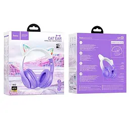 Накладні бездротові навушники W42 Cat Purple grape Hoco teh0030632 - мініатюра 3
