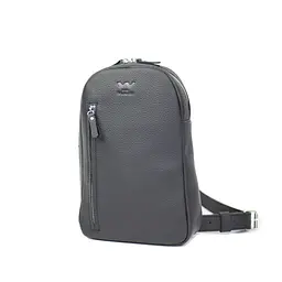 Чоловіча шкіряна сумка Chest bag чорна флотар - мініатюра 3