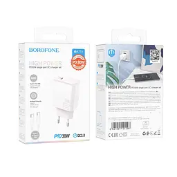 Зарядний пристрій швидкий 30 Вт Borofone ba77a Insightful PD QC 30 W з кабелем Type-C - мініатюра 4