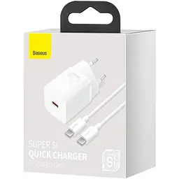 Зарядний пристрій Baseus Super Silicone PD Charger 25W (1Type-C) + Cable Type-C to Type-C 3A (1m) white (TZCCSUP-L02) - мініатюра 5