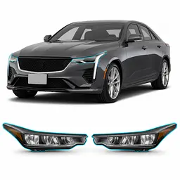Антигравійна захисна бронеплівка за лекалами для Cadillac CT4 I 2020-2025 - оптика (фари та ПТФ)