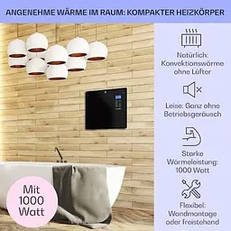 Конвекційний обігрівач Klarstein Norderney 1000 Вт 20 м кв чорний (10032787)  - мініатюра 7