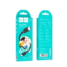 PD Кабель HOCO X90 Cool silicone charging data cable PD-to-Type-C 3A/PD60W/1m. чорний - мініатюра 4
