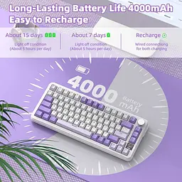 Клавіатура Attack Shark X85 Pro RGB Linear Blueberry Switches Wireless Lavender (AS-6972792471105-L) [166722] - мініатюра 6