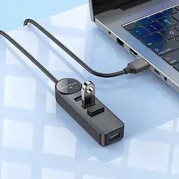 Конвертер Хаб адаптер Borofone DH5 Erudite 4-in-1 на 4 Usb 2.0 з кабелем 20 см - мініатюра 4