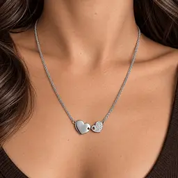 Серебряное колье Два сердца (1068) 55 - миниатюра 2