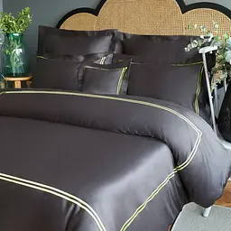 Постільна білизна MieCasa сатин - Milano antrasit-yesil антрацит-зелений king size - мініатюра 3