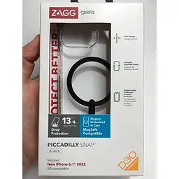 Протиударний чохол Gear4 Piccadilly MagSafe для iPhone 13 / 14 /15 (6.1") Прозорий Black (702010126) - мініатюра 2