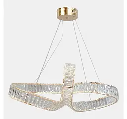 Золота дизайнерська кришталева LED люстра Artlight 549-800GD довжиною 80 см, 113W, 3 режими та пульт. - мініатюра 3