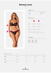 Комплект білизни Obsessive Serena Love XL/XXL чорний - мініатюра 7