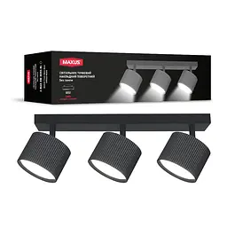 Світильник точковий накладний поворотний без лампи Maxus Wave Spot Base GX53x3 Black
