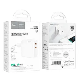 Зарядний пристрій Hoco C110A Lucky 35 W 2 виходи порти USB-C - мініатюра 5