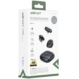 Петличний бездротовий мікрофон R1 Dual-mic Lightning Black Acefast teh0029554 - мініатюра 5