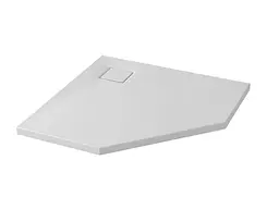 Душовий піддон п'ятикутний Cersanit Tako Slim 90x4 білий глянцевий + сифон S601-129, білий