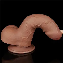 Фалоімітатор Sliding-Skin Dual Layer Dong 7 з закритою голівкою, світло-коричневий LOVETOYS 66-LV317301 103588 - мініатюра 5