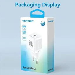 Зарядний пристрій Vention 1xUSB-C PD20W GaN + cable USB-C to USB-C white (TZ-FEPW0-EU-01) - мініатюра 3