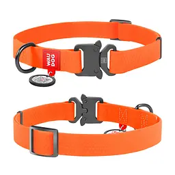 Нашийник для собак водостійкий Waudog Waterproof з QR-паспортом металічна пряжка-фастекс Ш 25 мм Д 34-49 см помаранчевий