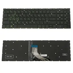 Клавіатура для ноутбука HP (15-cx, 15-ec) rus, black, без фрейма, підсвічування клавішGREEN (оригінал)