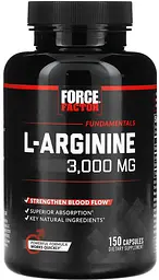 Амінокислота L-аргінін 150 капсул (3000мг в 1 порції) Force Factor.