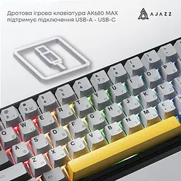 Клавіатура Ajazz AK680 MAX Magnetic Switch RGB USB Black (AK680-M-BGY-AW) - мініатюра 5