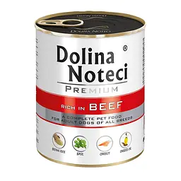 Вологий корм для собак Dolina Noteci Premium з яловичиною банка 800 г