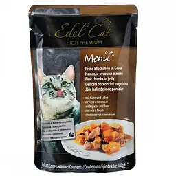 Вологий корм для котів Edel Cat pouch 100 г (гуска та печінка в желе)