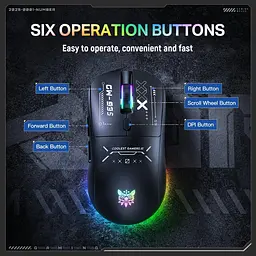 Комп'ютерна мишка Onikuma ігрова бездротова акумуляторна CW-935 Pro з RGB підсвіткою та 3 режимами підключення - мініатюра 6