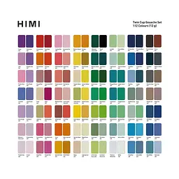 Набір гуашевих фарб HIMI Twin Cup 112x12 мл, чорний пластиковий пенал (6976939681891) - мініатюра 2