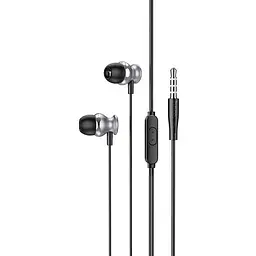 Дротові навушники Hoco M106 Fountain metal універсальні earphones with microphone, 3.5mm, 1.2m, grey