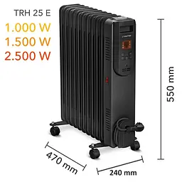 Обігрівач масляний Trotec TRH 25 E 2500W Black (1410000720) - мініатюра 3