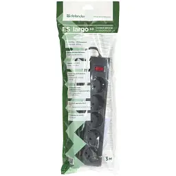 Мережевий фільтр живлення Defender ES largo 3m 5 роз. black (99498) - мініатюра 3