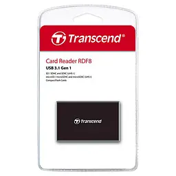Кардрiдер Transcend iдер USB 3.1 Multi Card Black (TS-RDF8K2) - мініатюра 2