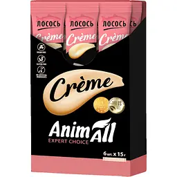 Ласощі для котів AnimAll Creme зі смаком лосося 6 шт. х 15 г - мініатюра 2