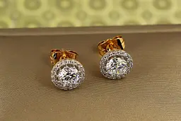 Сережки гвоздики Xuping Jewelry гало сяйва з родієм 9 мм золотисті