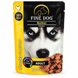 Вологий корм для дорослих собак Fine Dog з куркою в соусі, 100 г