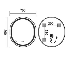 Дзеркало Mixxus Premium Ellipse MV05-80x70-Reverse Black MP6646, Чорний - мініатюра 4