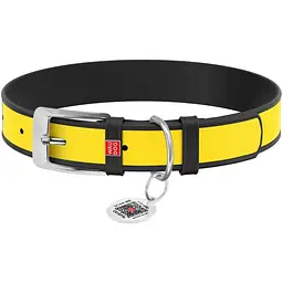 Нашийник для собак Waudog Design Бетмен 2, шкіряний, з QR паспортом, 20-28х1, 2 см, чорний