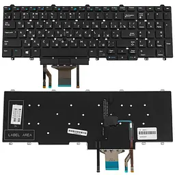 Клавіатура для ноутбука DELL (Latitude: E5550, E5570) rus, чорний, без фрейма, підсвічування клавіш
