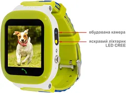 Дитячий смарт-годинник AmiGo GO004 Splashproof Camera+LED Green (UA UCRF) - мініатюра 2