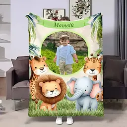 Плед 3D з метрикою Метрика для дівчинки Джунглі Малюка 1 фото 31149 160х200 см