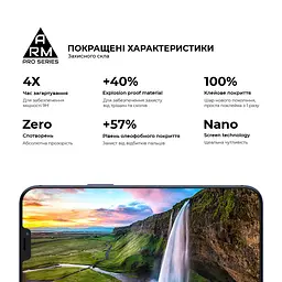 Захисне скло на Apple iPhone 13/13 Pro/14/16e/17e з олеофобним покриттям, Pro, повне проклеювання, антистатичний і пиловідштовхуючий шар, 9H, самоклеючеся, 2.5D, на весь екран, антистатичний клей, ArmorStandart (ARM59722) - мініатюра 4